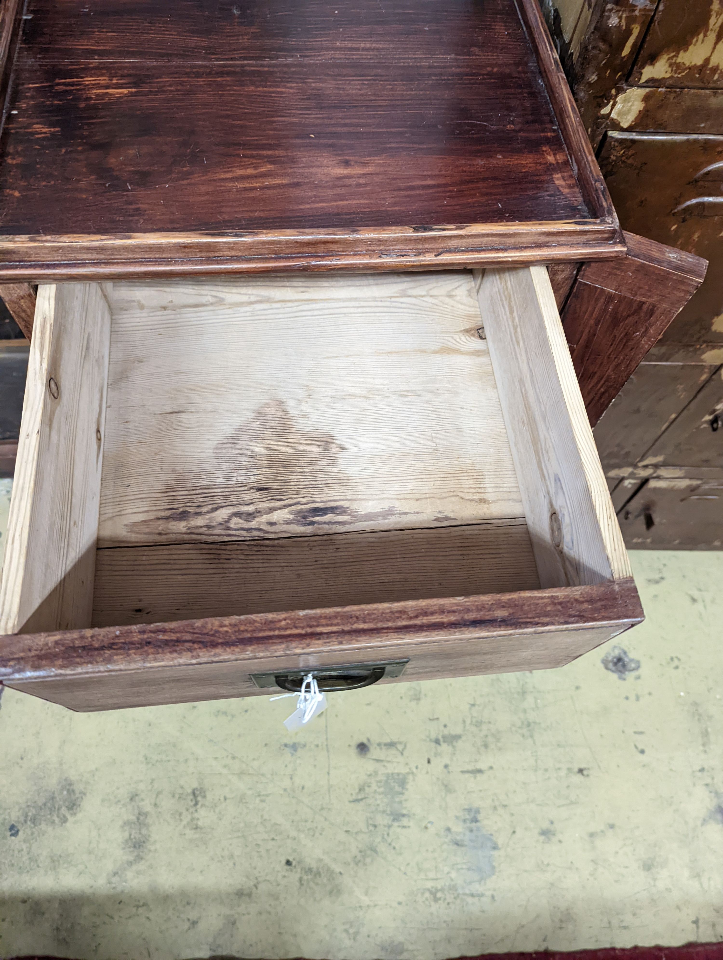 A Victorian style mahogany and pine five drawer filing chest with locking bar, width 43cm, depth 70cm, height 107cm